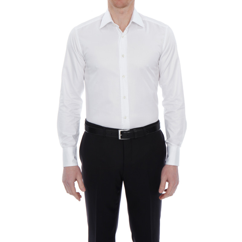 Chemise homme Benton cintrée blanc uni