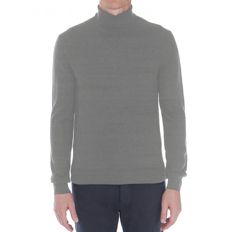 Pull homme uni col roulé 100% laine Mérinos fine