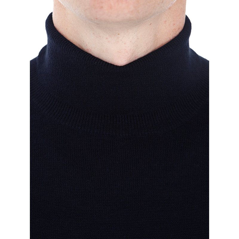 Pull homme uni col roulé 100% laine Mérinos fine