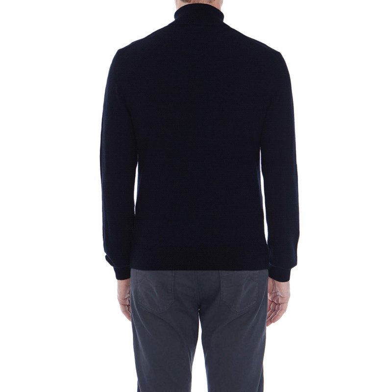 Pull homme uni col roulé 100% laine Mérinos fine