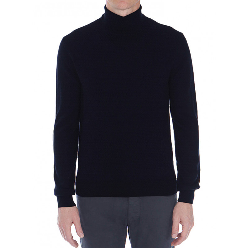 Pull homme uni col roulé 100% laine Mérinos fine