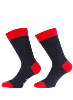 Mens socks over of Scotland 100% cotton navy and red