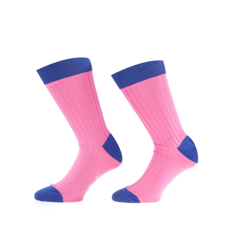 Mens socks over of Scotland 100% cotton pink and indigo