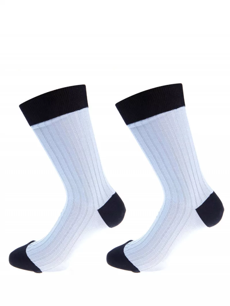 Mens socks over of Scotland 100% cotton sky and navy