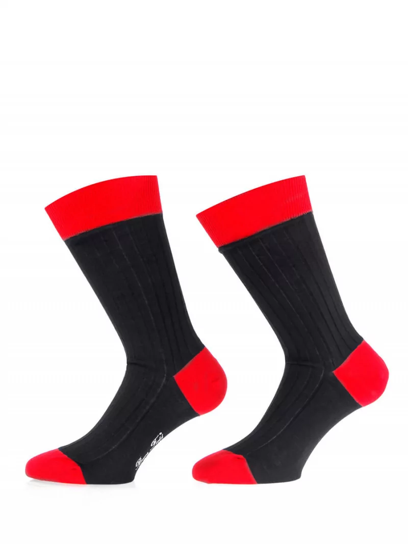 Mens socks over of Scotland 100% cotton black and red
