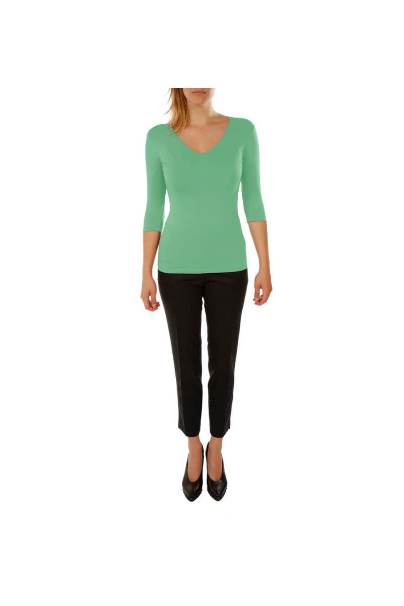 T-shirt V-neck 3/4 sleeve viscose stretch