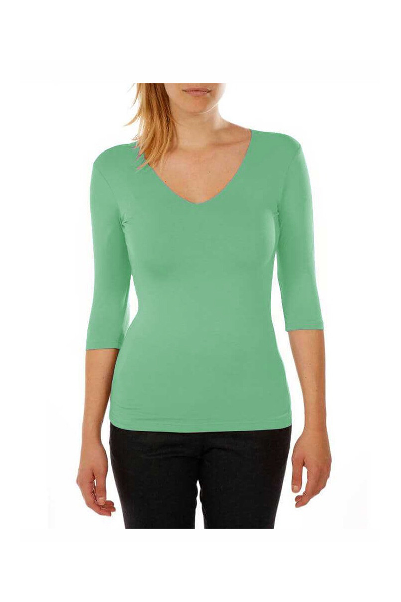 T-shirt V-neck 3/4 sleeve viscose stretch