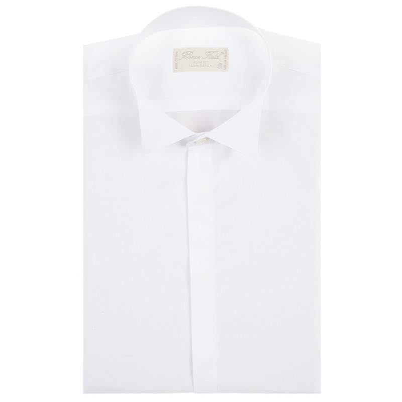 Chemise blanche col cassé et poignet mousquetaire