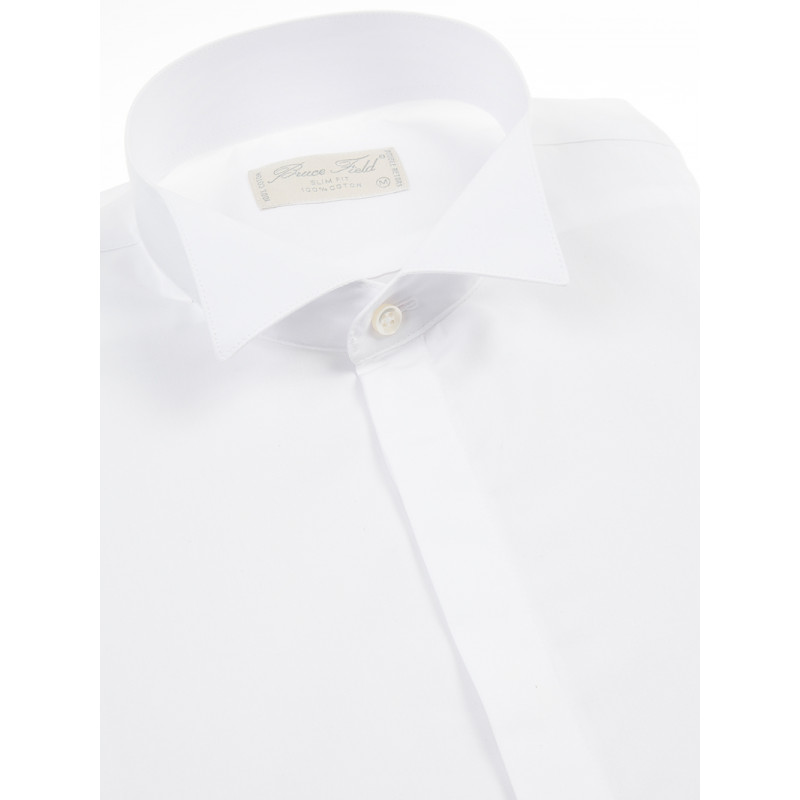 Chemise blanche col cassé et poignet mousquetaire