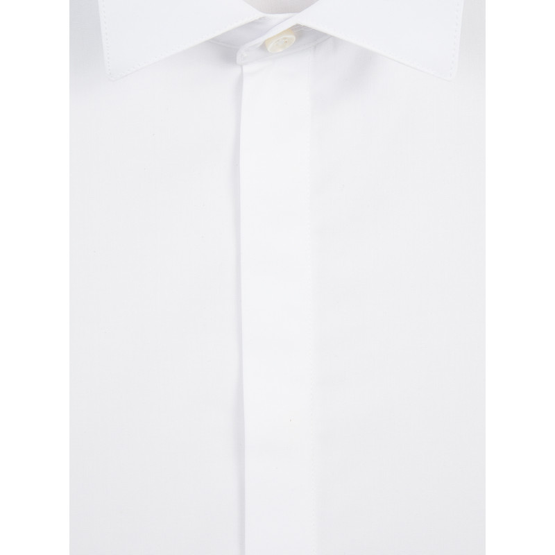 Chemise blanche col cassé et poignet mousquetaire