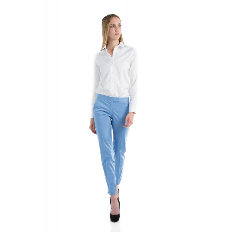 Pantalon en coton légèrement stretch coupe cigarette