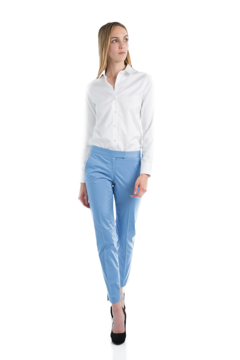 Pantalon en coton légèrement stretch coupe cigarette