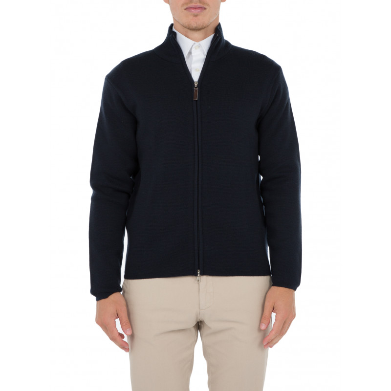 Cardigan zip man 100% Merino wool thick