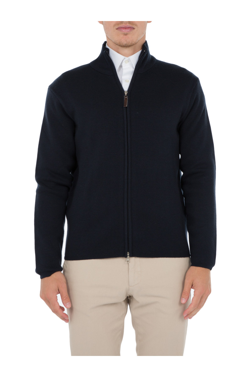 Cardigan zip man 100% Merino wool thick