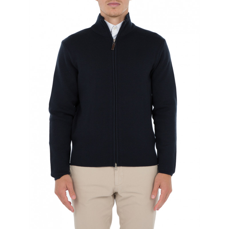 Cardigan zip man 100% Merino wool thick