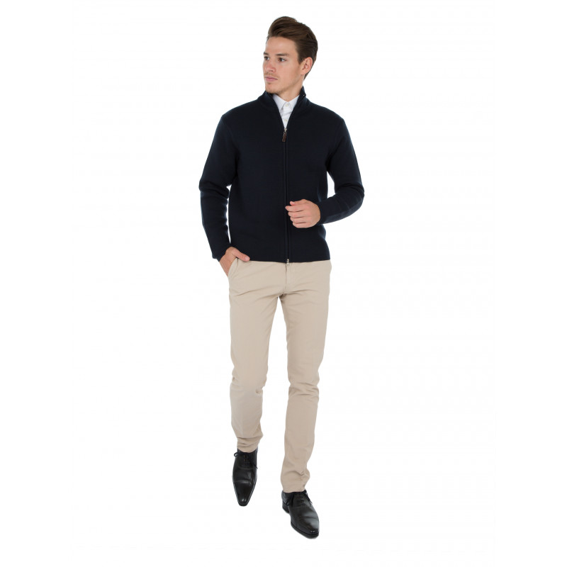 Cardigan zip man 100% Merino wool thick