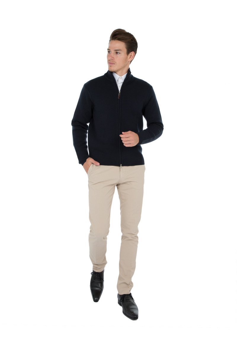 Cardigan zip man 100% Merino wool thick