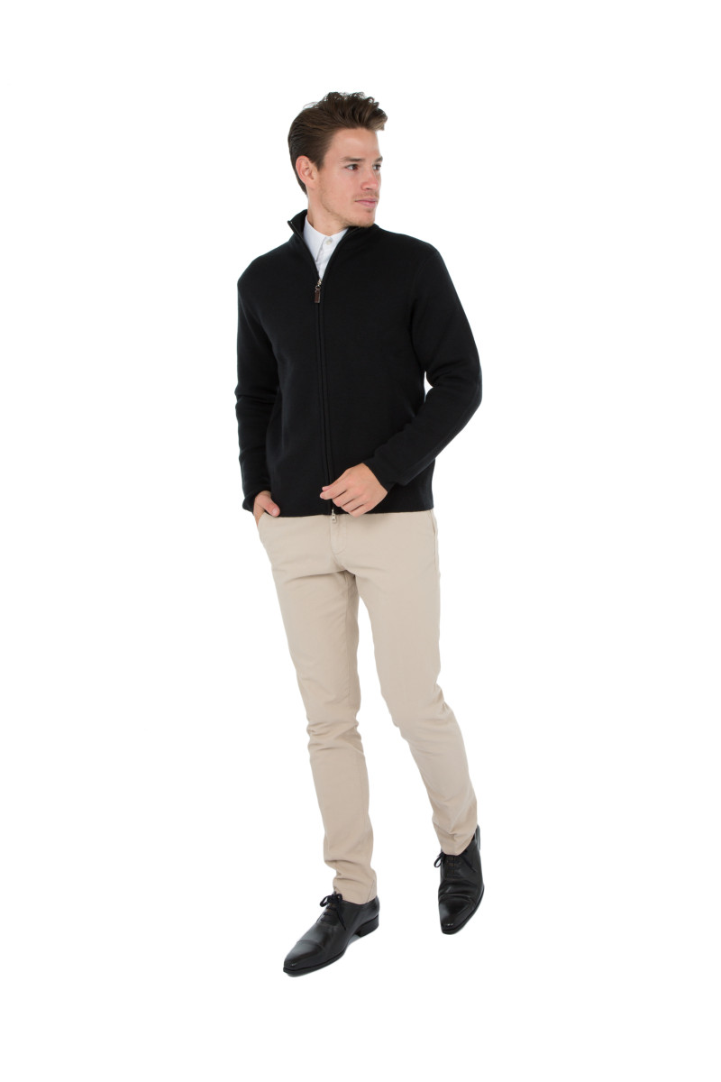 Cardigan zip man 100% Merino wool thick