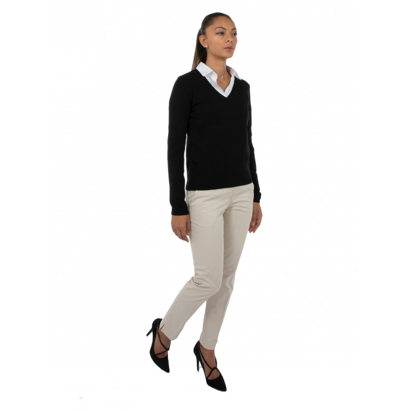 Sweater women V-neck in wool and cashmere 