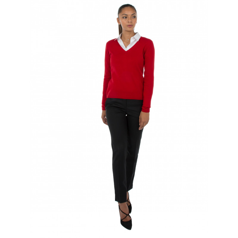 Sweater women V-neck in wool and cashmere 