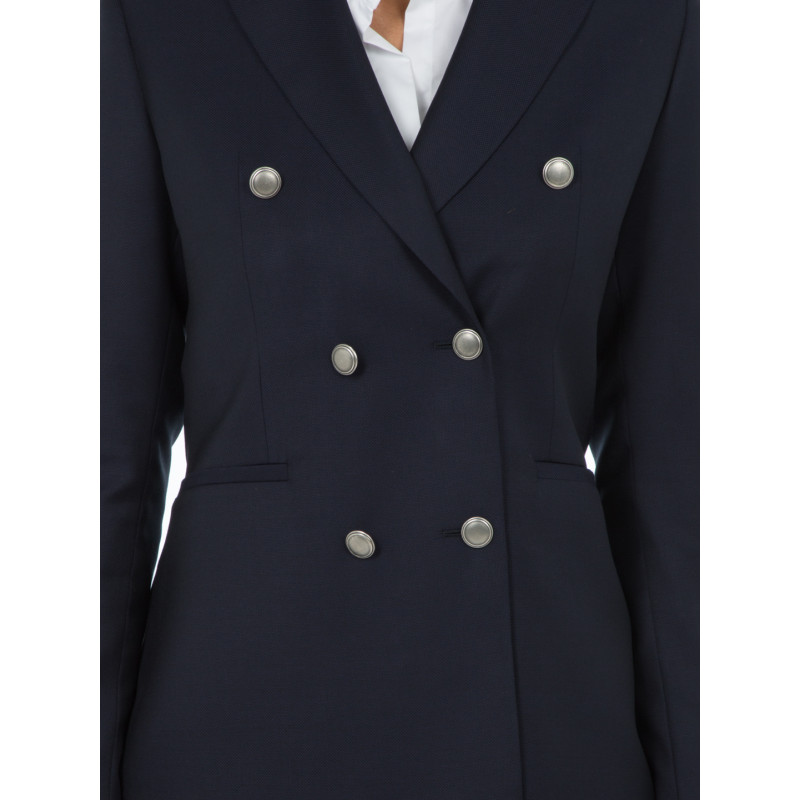 Blazer femme croisé natté à boutons Argenté en pure laine 