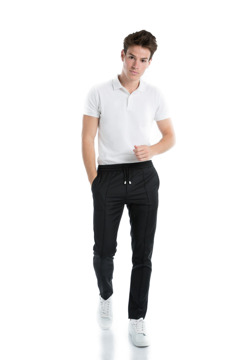 Pantalon en pur laine 110's avec cordon de serrage