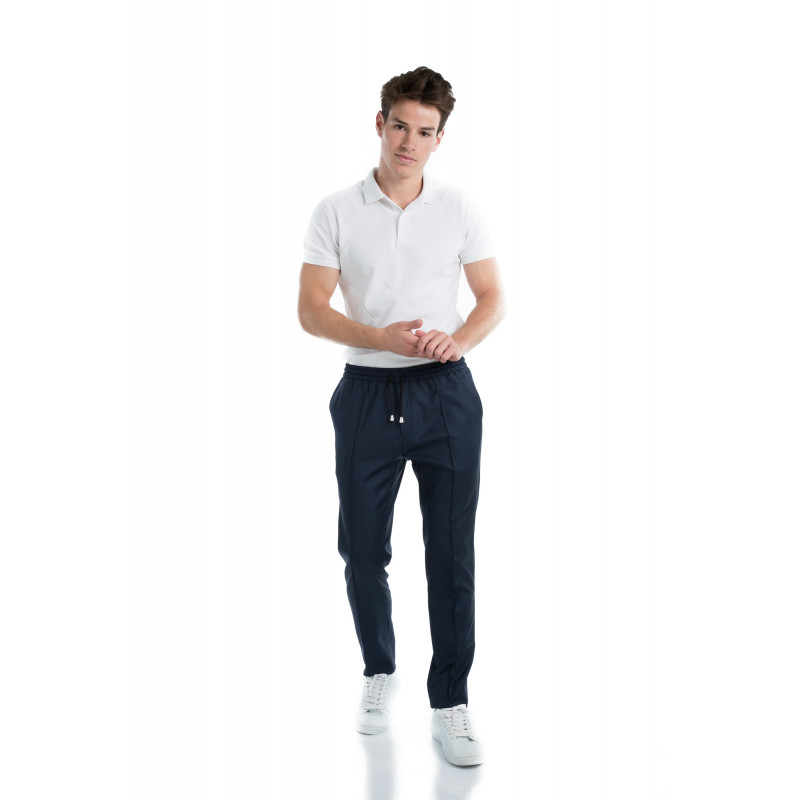 Trousers in pure wool 110's with drawstring