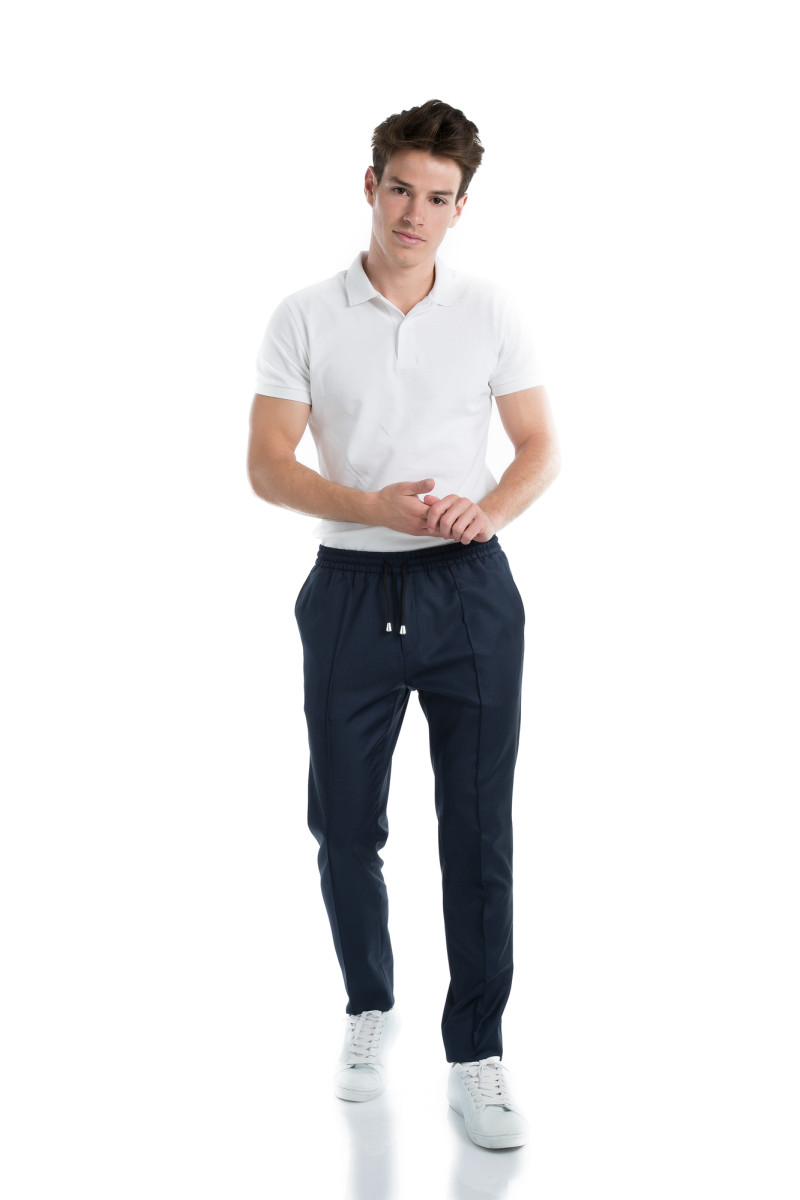 Trousers in pure wool 110's with drawstring