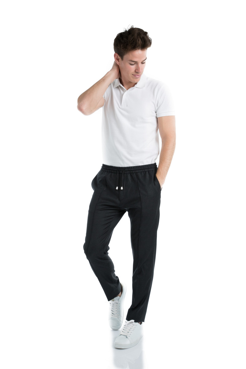 Pantalon en pur laine 110's avec cordon de serrage