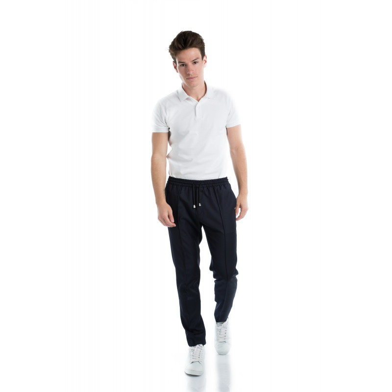 Trousers in pure wool 110's with drawstring