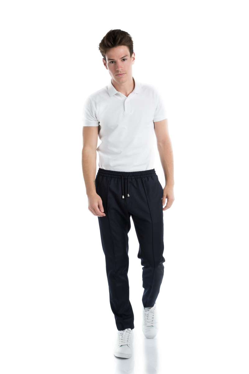 Pantalon en pur laine 110's avec cordon de serrage