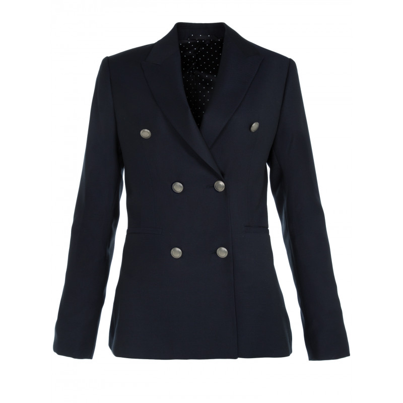 Blazer femme croisé natté à boutons Argenté en pure laine 