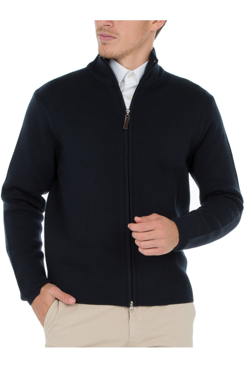 Cardigan zip man 100% Merino wool thick