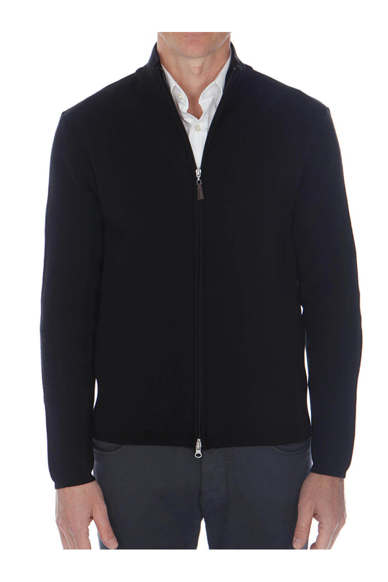 Cardigan zip man 100% Merino wool thick