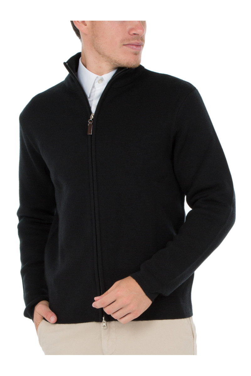 Cardigan zip man 100% Merino wool thick