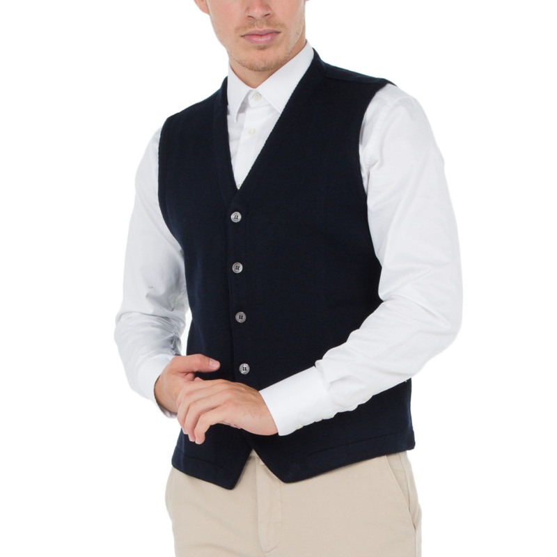 Gilet homme sans manche en pure laine merinos