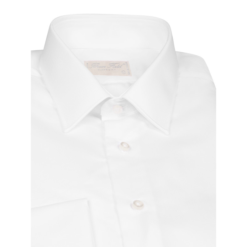 Chemise coupe classique pur coton à poignet mousquetaire uni