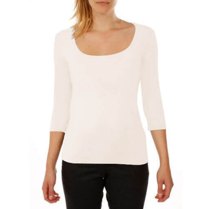 T-shirt square neck 3/4 sleeve in viscose stretch