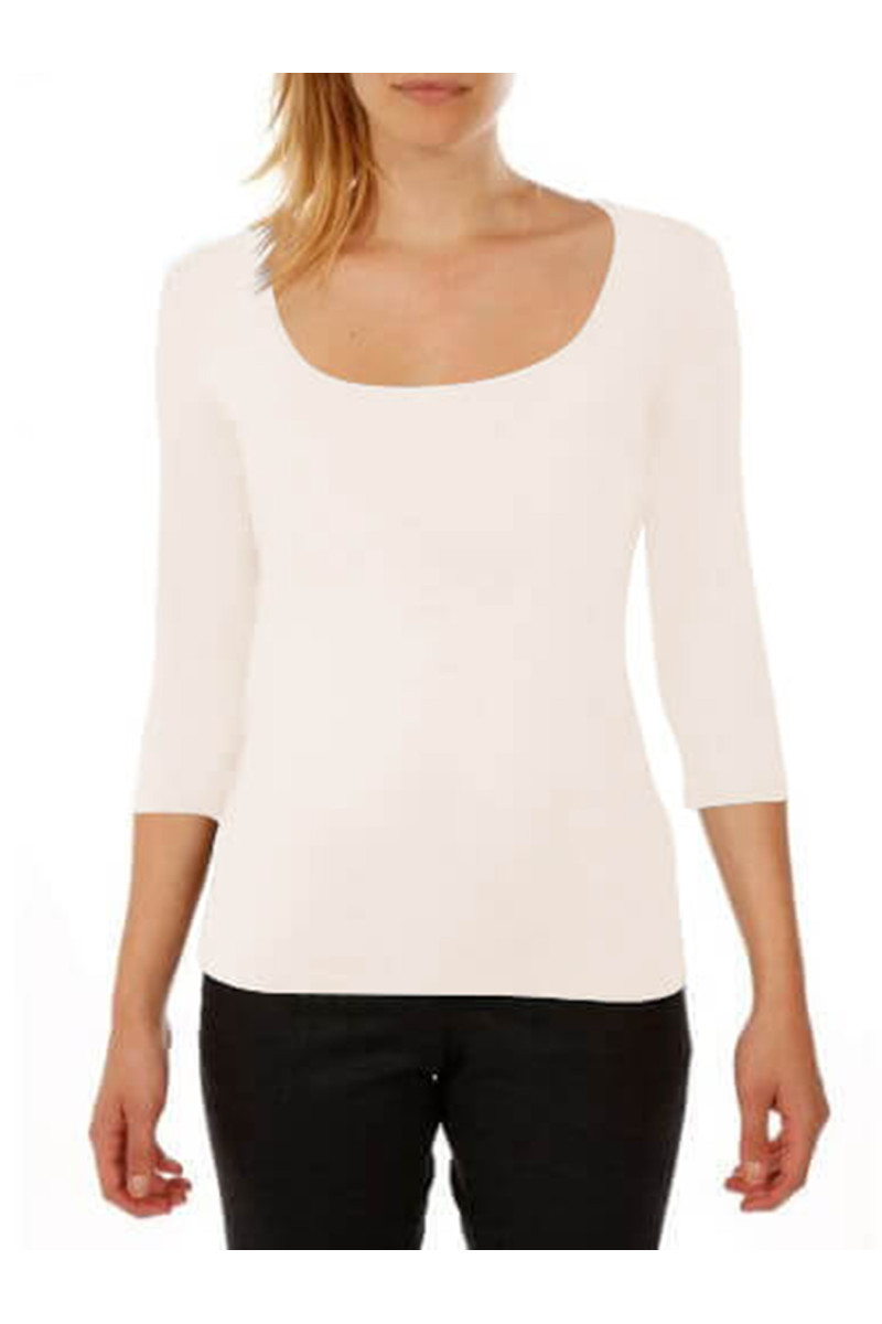 T-shirt col carré manches 3/4 en viscose stretch