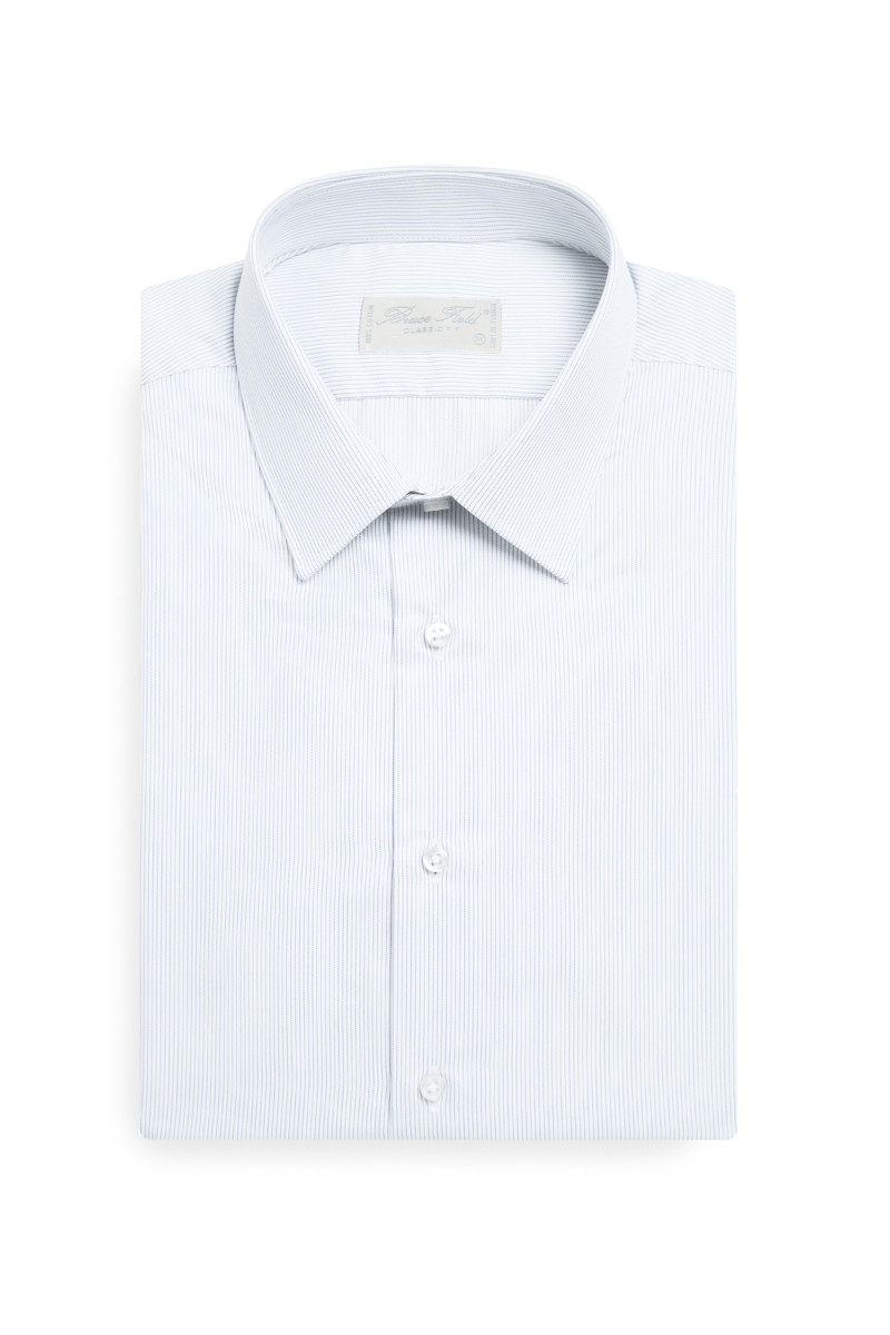 Chemise coupe classique pur coton rayée blanche