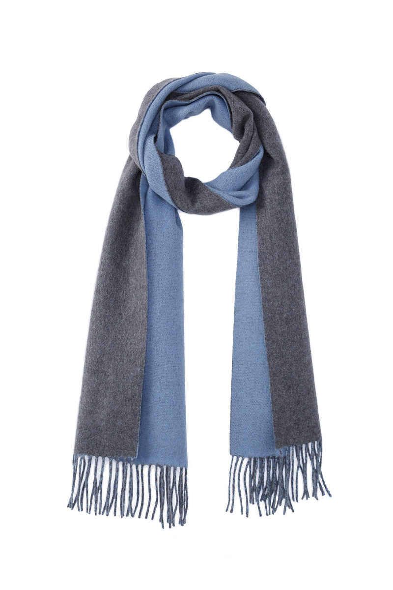 Scarf reversible two-tone pure cashmere woven