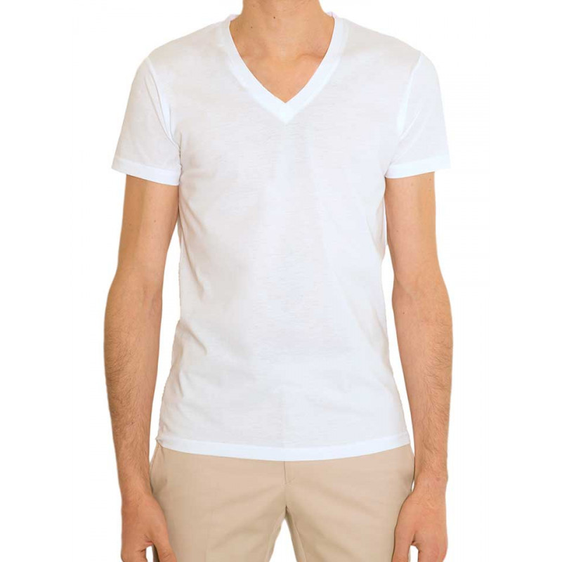 T-shirt man V-neck jersey 100% cotton