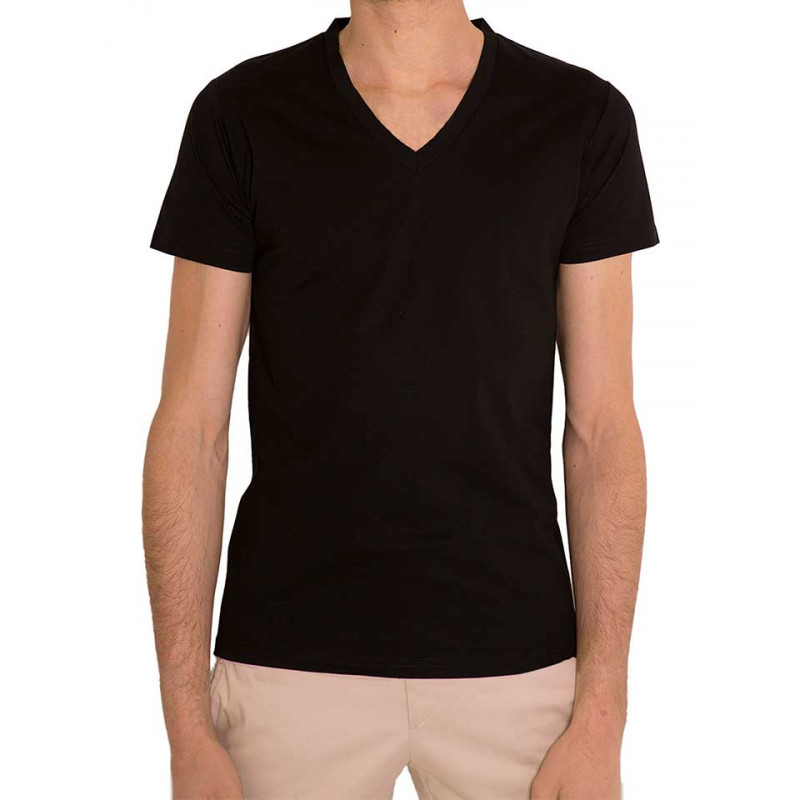 T-shirt homme col V en fil d'Écosse