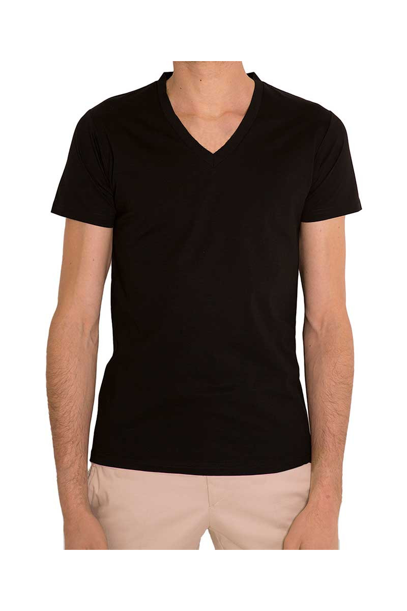 T-shirt homme col V en fil d'Écosse