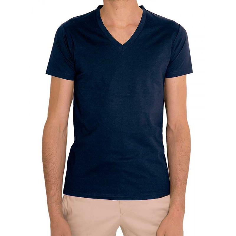 T-shirt homme col V en fil d'Écosse