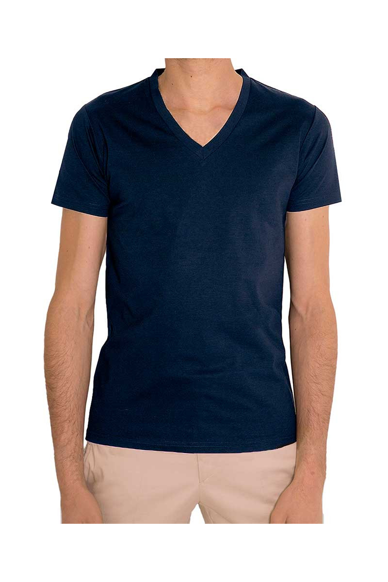 T-shirt homme col V en fil d'Écosse