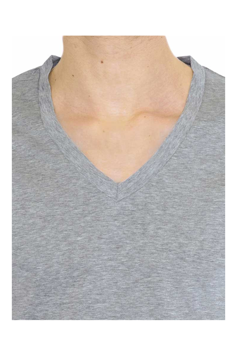 T-shirt homme col V en fil d'Écosse