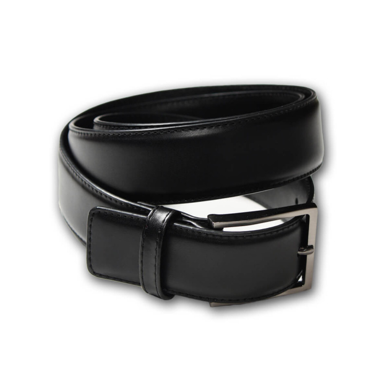 Belt man leather-smooth top-stitched tone-on-tone