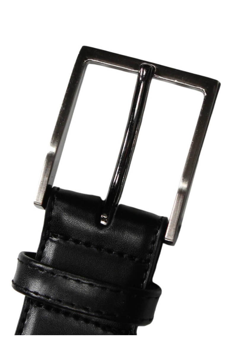 Belt man leather-smooth top-stitched tone-on-tone