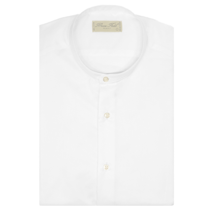 Chemise homme cintrée à col Mao en pure coton double retors